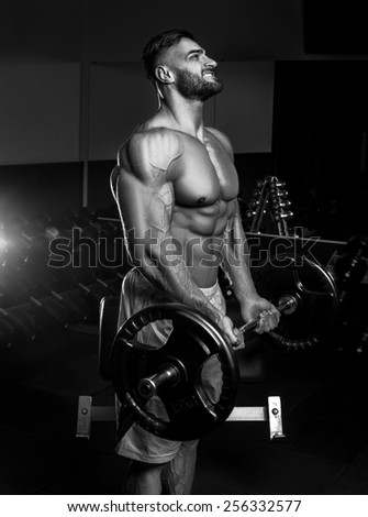 Bodybuilder in the gym black and white