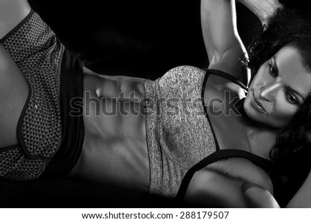 beautiful fitness woman black and white