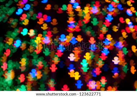 Mutli-Colored Gingerbread Man Christmas Lights Bokeh