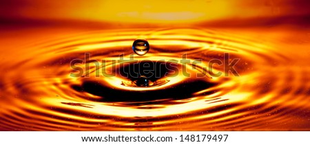 Orange and Gold Water Droplet Sphere With Ripple Effect