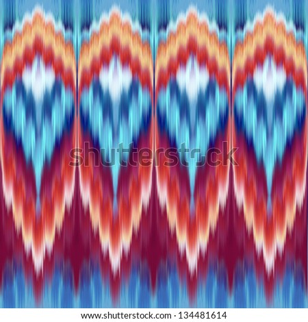 abstract ethnic coral blue red seamless kaleidoscope pattern, fabric print ornament