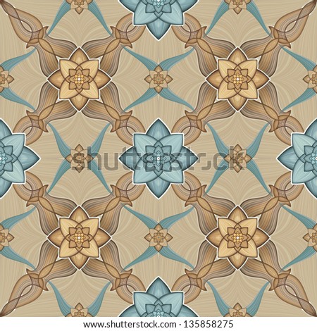 abstract symmetric seamless ornamental pattern, floor carpet or textile design