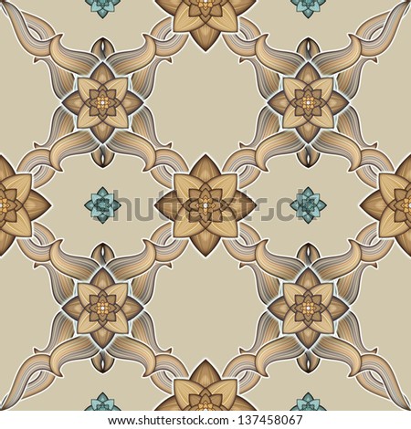abstract symmetric seamless ornamental pattern, floor carpet or textile design