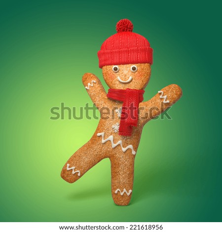 happy gingerbread man illustration 3D cookie Christmas cartoon character happy gingerbread man illustration 3D cookie Christmas cartoon character
