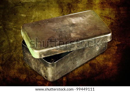 old medicine box on a grunge background
