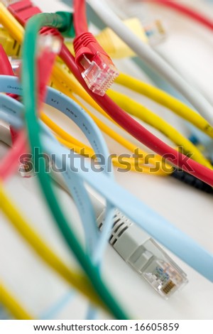 close-up of colored cables