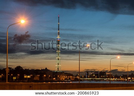 St. Petersburg. City TV tower. Night view - white nights.
