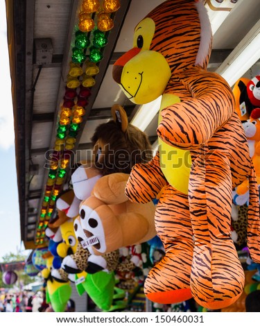 some stuffed animals at fair