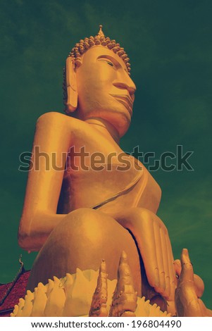Big statue image of buddha at kalasin Province,Thailand, Vintage
