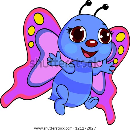 Butterfly Cartoon Stock Vector Illustration 121272829 : Shutterstock