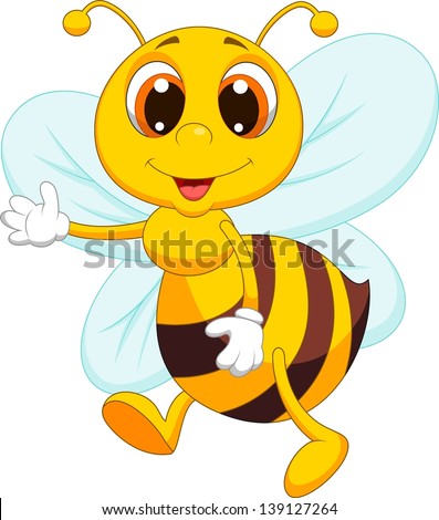 Cute bee cartoon waving Cute bee cartoon waving