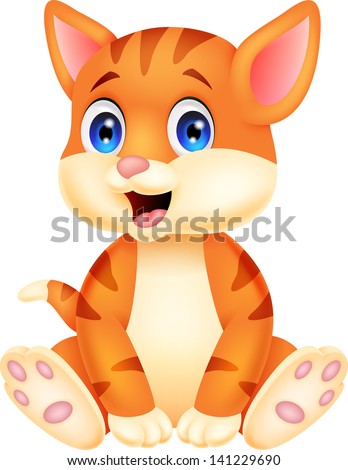 Cute Cat Cartoon Stock Vector Illustration 141229690 : Shutterstock