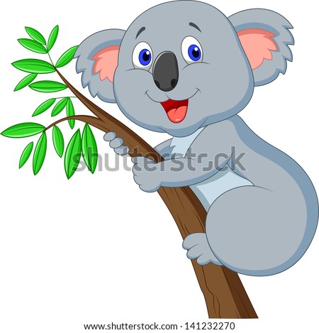 Cute koala cartoon on a tree Cute koala cartoon on a tree