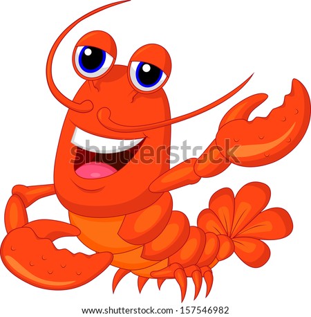 Cute lobster cartoon waving Cute lobster cartoon waving