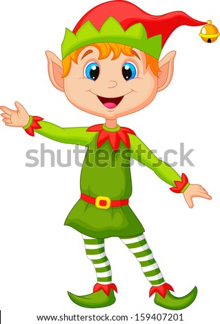 Cute Christmas elf presenting Cute Christmas elf presenting