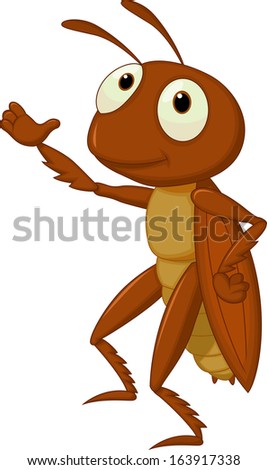 Cute cricket cartoon presenting Cute cricket cartoon presenting