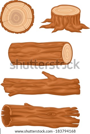 Wooden Log Collection Stock Vector Illustration 183794168 : Shutterstock