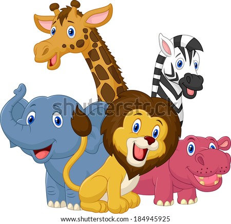 Happy safari animal cartoon Happy safari animal cartoon