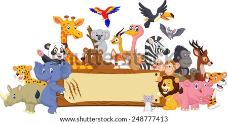 Cartoon animal with blank sign Cartoon animal with blank sign