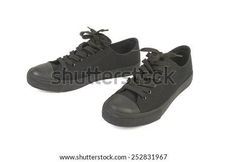 Vintage black shoes on white background