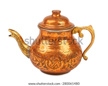 Copper kettle isolated on white background