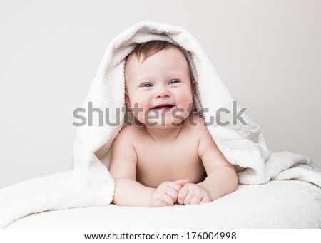 laughing baby on sofa, Beautiful smiling cute baby, expressive adorable happy cute