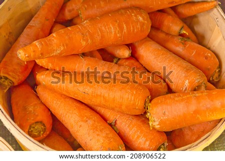 Organic grown farmers market carrots in a basket