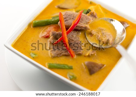 Authentic thai cuisine Red Curry with beef