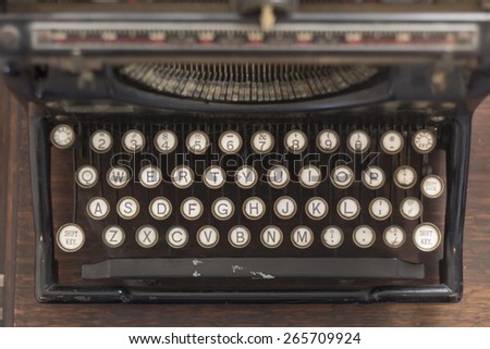 Old vintage typewriter keys in this retro creative writing and relaxation themed desk top