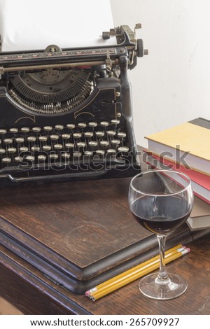 Old vintage typewriter keys in this retro creative writing and relaxation themed desk top