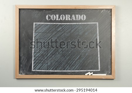 Outlined Colorado US state on grade school chalkboard