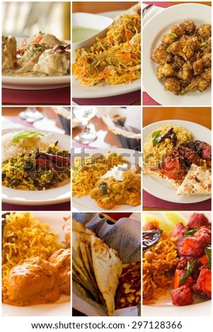 Variety of popular Indian food dishes in collage imagery