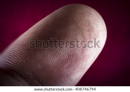 Human pointer finger macro close up of finger print