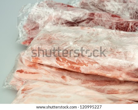frozen meat in plastic package isolated isolated on white background