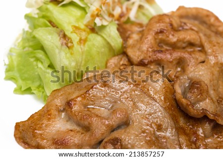 ginger pork lunch isolated on white background