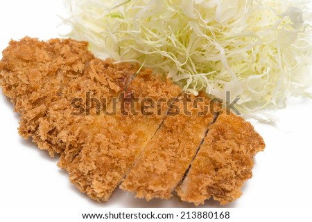 Japanese pork cutlet Tonkatsu isolated on white background