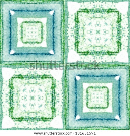 Sea green watercolor hand painted natural photo quality square seamless pattern 1
