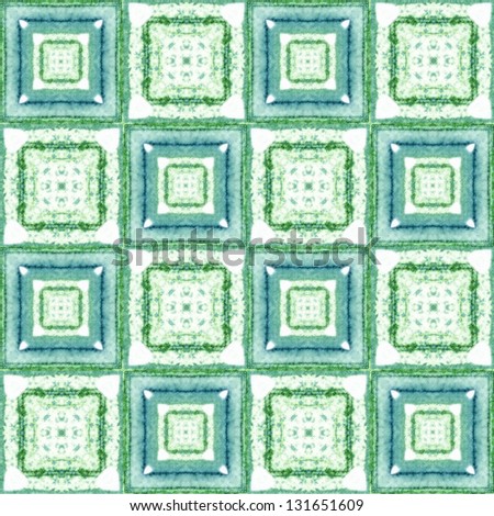 Sea green watercolor hand painted natural photo quality square seamless pattern 3