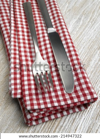 napkin with silver cutlery