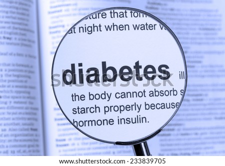 Diabetes Text highlighted in a dictionary