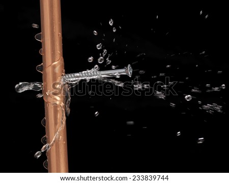 Copper pipe with water