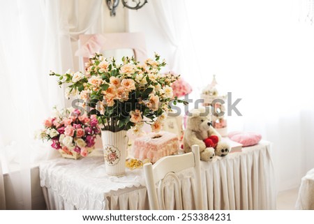 bouquet of flowers in pastel Thorn in still life in the romantic retro style