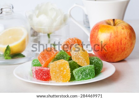 jelly candies on a plate in a still life tea party dessert treat poison