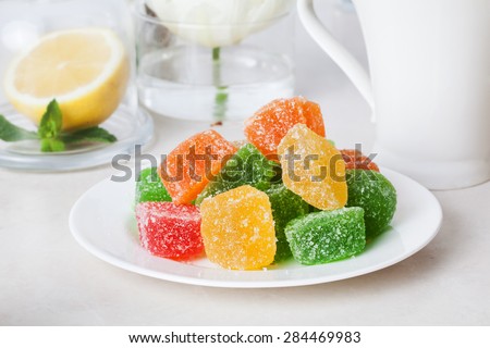 jelly candies on a plate in a still life tea party dessert treat poison