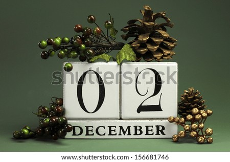 December 2: Save the Date calendar with Winter theme colors, fruit and flowers, for birthdays, special occasions, holidays, weddings, website events, or Christmas Advent calendar days.