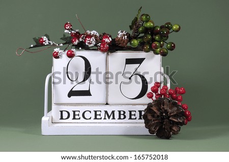 Save the Date calendar with winter theme colors, fruit and flowers, for birthdays, special occasions, holidays, weddings, website events, or Christmas Advent calendar days, for December 23