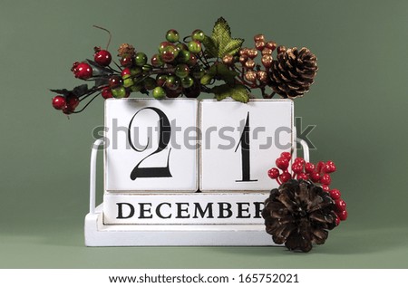 Save the Date calendar with winter theme colors, fruit and flowers, for birthdays, special occasions, holidays, weddings, website events, or Christmas Advent calendar days, for December 21