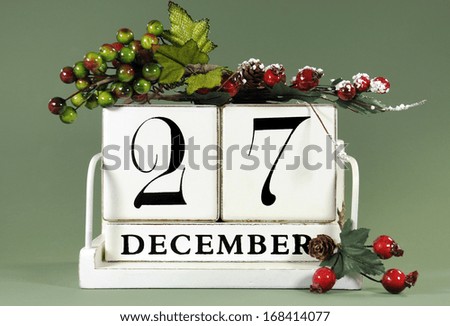 Save the Date calendar with winter theme colors, fruit and flowers, for birthdays, special occasions, holidays, weddings, or website events, for December 27.
