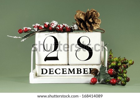Save the Date calendar with winter theme colors, fruit and flowers, for birthdays, special occasions, holidays, weddings, or website events, for December 28.