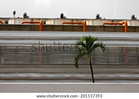 air conditioner water system on roof of high building